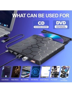 Unidad Externa de CD/DVD BPAKDU 8 en 1 USB 3.0 Negra 2