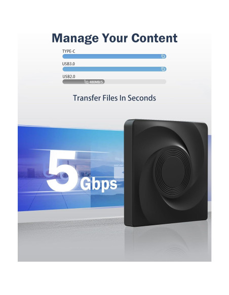 Unidad Externa de CD/DVD Wbacon USB 3.0 Negra 331.7g