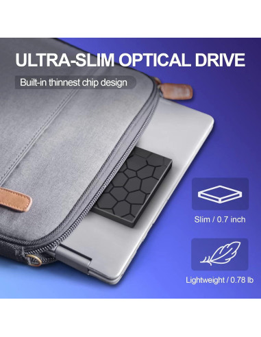 Unidad Externa de CD/DVD BPAKDU 8 en 1 USB 3.0 Negra