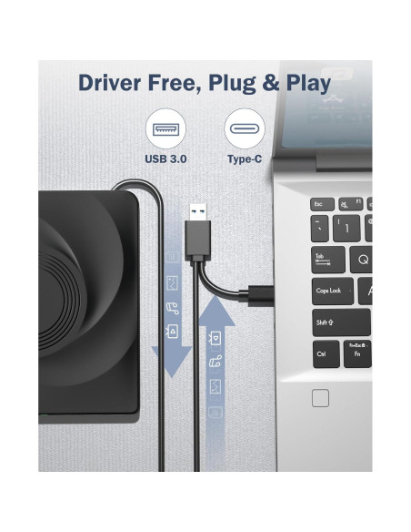 Unidad Externa de CD/DVD Wbacon USB 3.0 Negra 331.7g