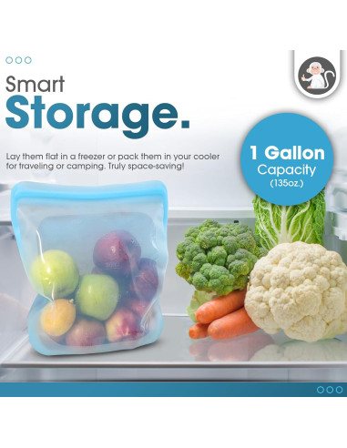 Bolsa de Silicona Reutilizable Mono Albino 3.78L Azul