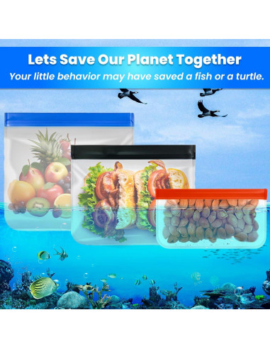 Paquete de 18 Bolsas de Almacenamiento Reutilizables PEVA