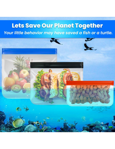 Paquete de 18 Bolsas de Almacenamiento Reutilizables PEVA