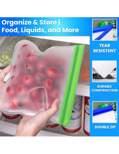 Paquete de 18 Bolsas de Almacenamiento Reutilizables PEVA