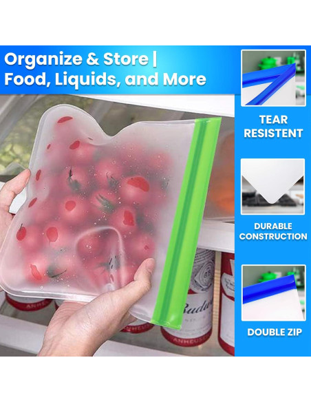 Paquete de 18 Bolsas de Almacenamiento Reutilizables PEVA