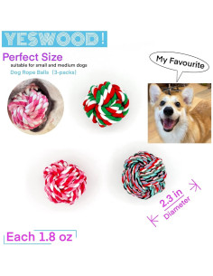 Pelotas de Cuerda para Perros Pequeños YESWOOD - Paquete de 3 2