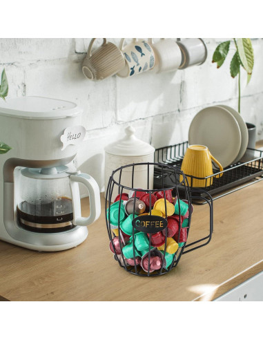 Soporte para Cápsulas de Café MOLIGOU, Hierro Negro, 18 cm