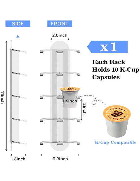 Soporte de cápsulas de café NiHome para Keurig - Acrílico Transparente