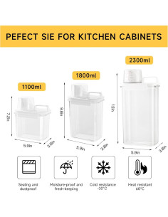 Conjunto de Organizadores de Cereal SZRUNZHU 4 Piezas 1.1L y 2.3L 2