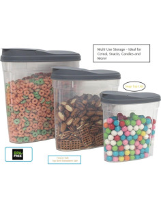 Conjunto de 3 dispensadores de cereal Dependable - Herméticos y apilables 2