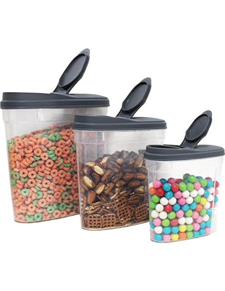 Conjunto de 3 dispensadores de cereal Dependable - Herméticos y apilables