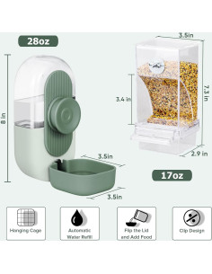 Conjunto Comedero y Dispensador de Agua Verde para Aves 2