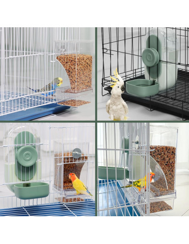 Conjunto Comedero y Dispensador de Agua Verde para Aves