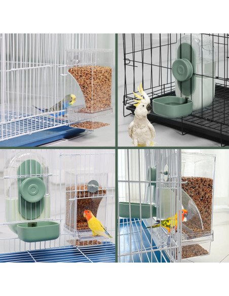 Conjunto Comedero y Dispensador de Agua Verde para Aves