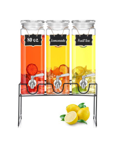 Paquete de 3 dispensadores de vidrio RimCereal 2.37L con grifo