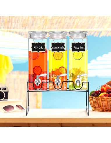 Paquete de 3 dispensadores de vidrio RimCereal 2.37L con grifo