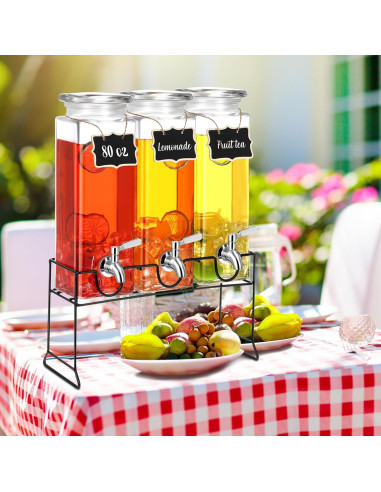 Paquete de 3 dispensadores de vidrio RimCereal 2.37L con grifo