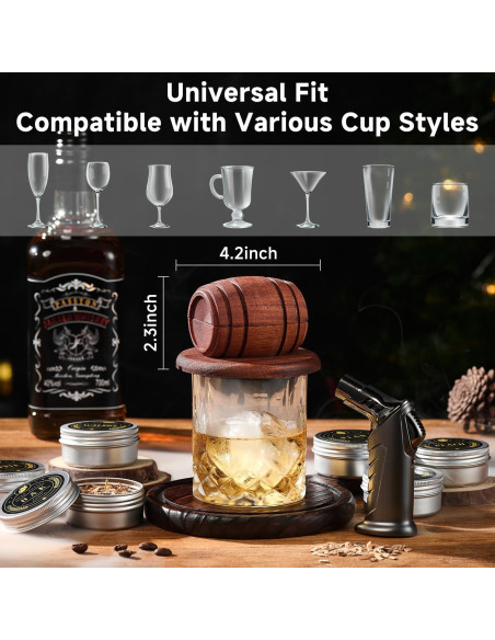 Kit de Ahumador de Cócteles ComboJoy - 15 Piezas, 6 Sabores