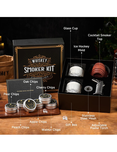 Kit de Ahumador de Cócteles ComboJoy - 15 Piezas, 6 Sabores