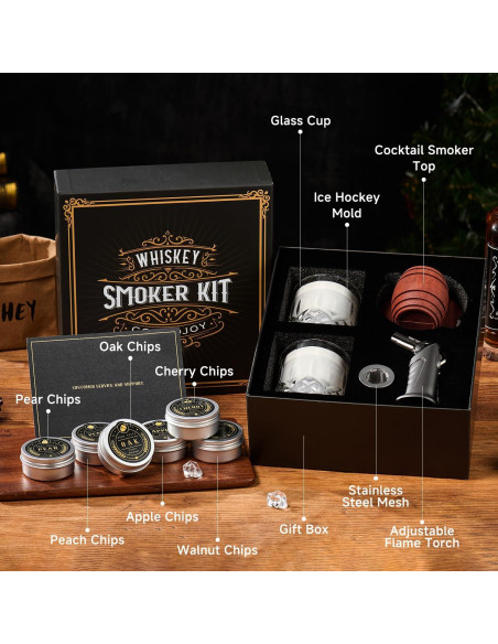 Kit de Ahumador de Cócteles ComboJoy - 15 Piezas, 6 Sabores