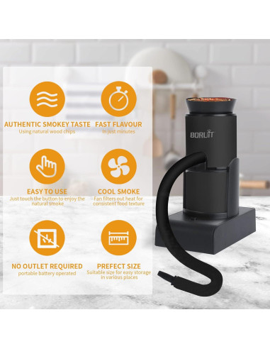 Ahumador de Cócteles BORUIT SK305 Portátil con Astillas de Madera