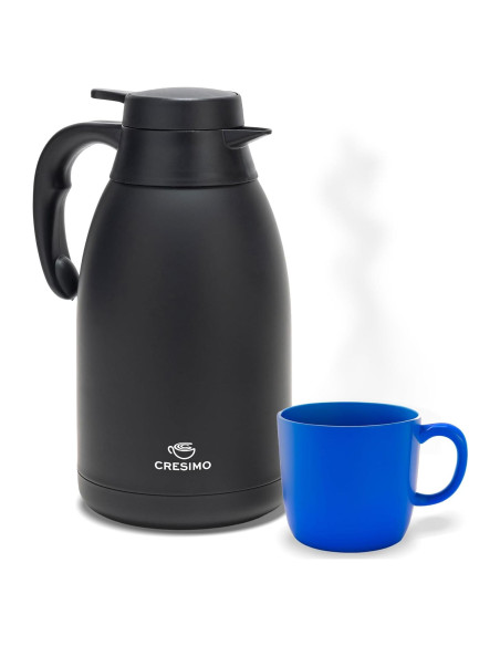Jarra Térmica Cresimo 2L Acero Inoxidable Negra - Calor 12h Frío 36h