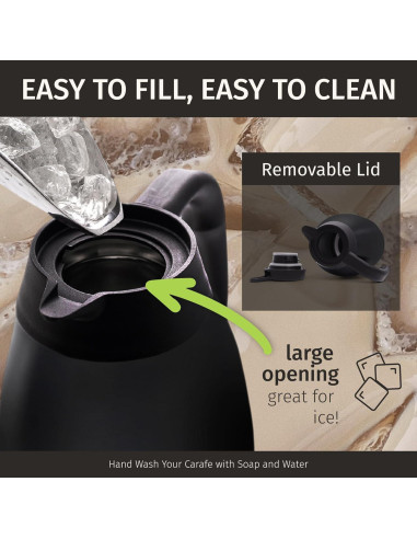 Jarra Térmica Cresimo 2L Acero Inoxidable Negra - Calor 12h Frío 36h