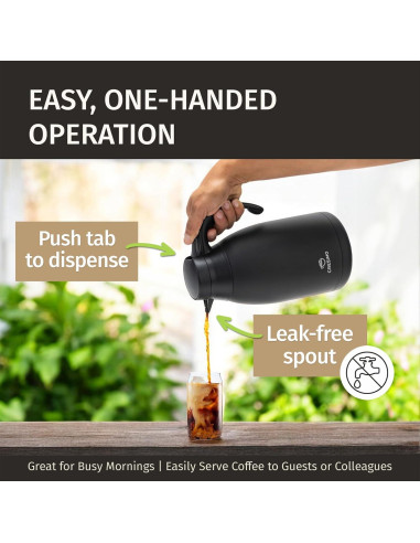 Jarra Térmica Cresimo 2L Acero Inoxidable Negra - Calor 12h Frío 36h