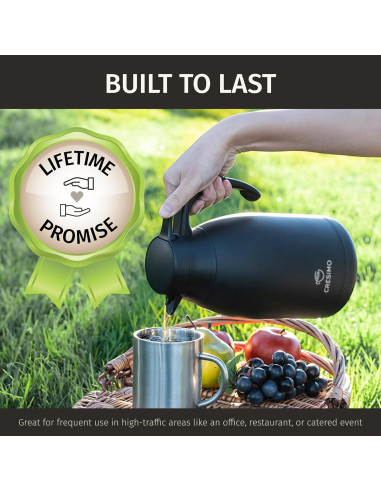 Jarra Térmica Cresimo 2L Acero Inoxidable Negra - Calor 12h Frío 36h