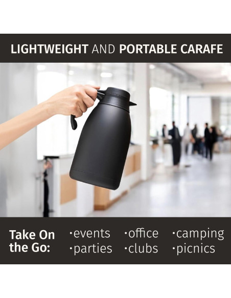 Jarra Térmica Cresimo 2L Acero Inoxidable Negra - Calor 12h Frío 36h