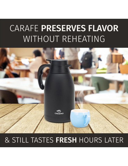 Jarra Térmica Cresimo 2L Acero Inoxidable Negra - Calor 12h Frío 36h