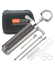 Inyector de Carne DePango 2 oz con 3 Agujas de Acero Inoxidable
