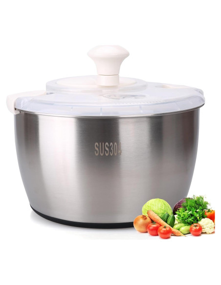 Rotador de Ensalada XAYCDEHN Acero Inoxidable 5 Cuartos