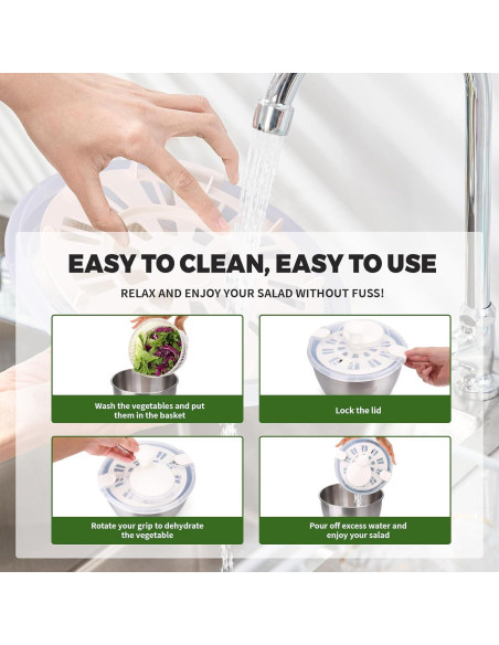 Rotador de Ensalada XAYCDEHN Acero Inoxidable 5 Cuartos