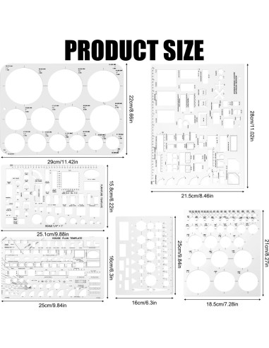 Plantillas de Círculo 6 Piezas Gosknor para Dibujo 25x15.8cm