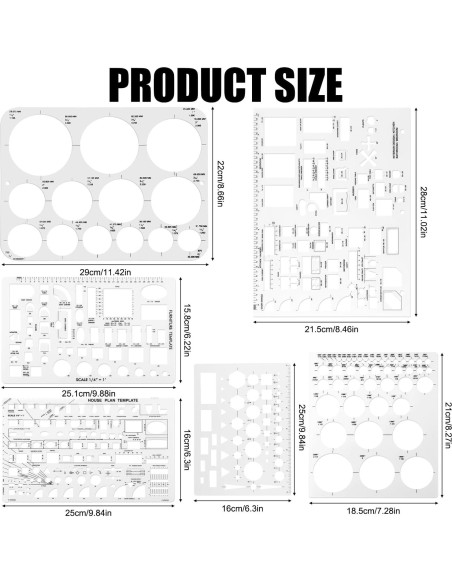 Plantillas de Círculo 6 Piezas Gosknor para Dibujo 25x15.8cm