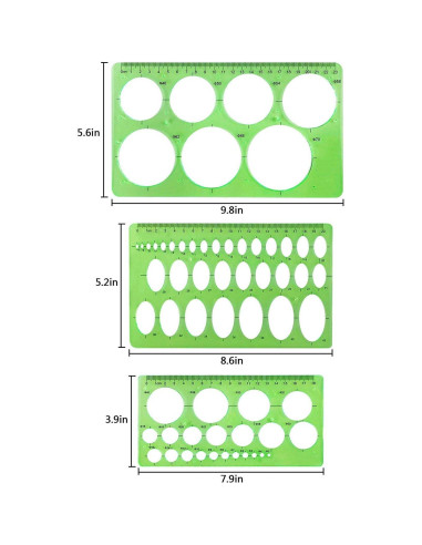 10 Plantillas de Dibujo Geométricas Onwon Plástico Verde Claro