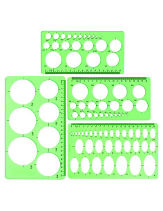 Plantillas Geométricas de Dibujo Aniann - 4 Piezas Plástico Verde