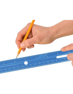 Regla Plástica Bevelada Westcott 30.48 cm Transparente Azul 2