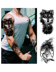 Tatuaje Temporal Realista Lobo Briyhose 8 Hojas 21x14.8cm 2