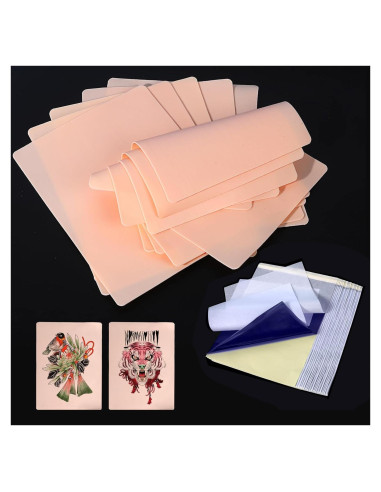 Kit de Práctica de Tatuaje GRELEON 10 Pieles + 20 Papeles