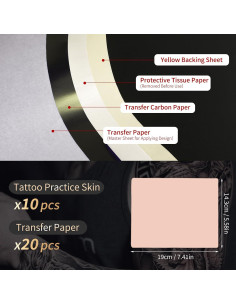 Kit de Práctica de Tatuaje GRELEON 10 Pieles + 20 Papeles 2
