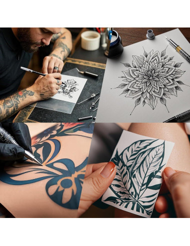 Kit de Práctica de Tatuaje GRELEON 10 Pieles + 20 Papeles