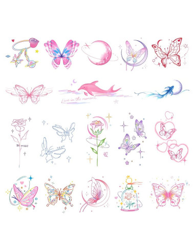 Tatuajes Temporales Mariposa DIVAWOO 21 Hojas Impermeables