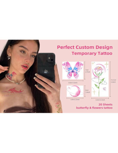 Tatuajes Temporales Mariposa DIVAWOO 21 Hojas Impermeables