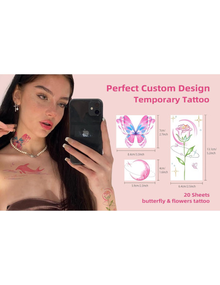 Tatuajes Temporales Mariposa DIVAWOO 21 Hojas Impermeables