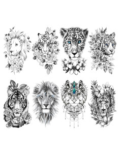 Tatuaje Temporal Floral Animal Briyhose - 8 Hojas 21x14.8cm