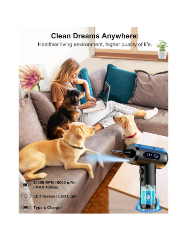 Soplador de Aire Comprimido LIHAN VC018 Inalámbrico 3 Velocidades