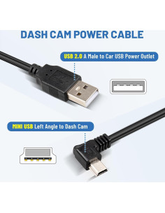 Cable de Alimentación Mini USB EWAY 4m para Dashcam 90 2