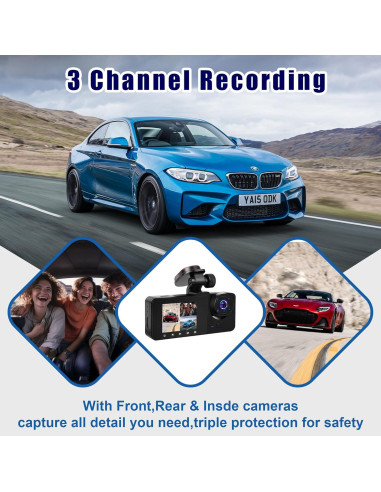 Cámara Dash WIZACE 1080P Triple con Tarjeta 64GB - Visión Nocturna